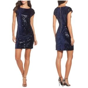 Eliza J abstract sequin velvet shift dress